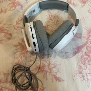 Gray and White gaming Headphones